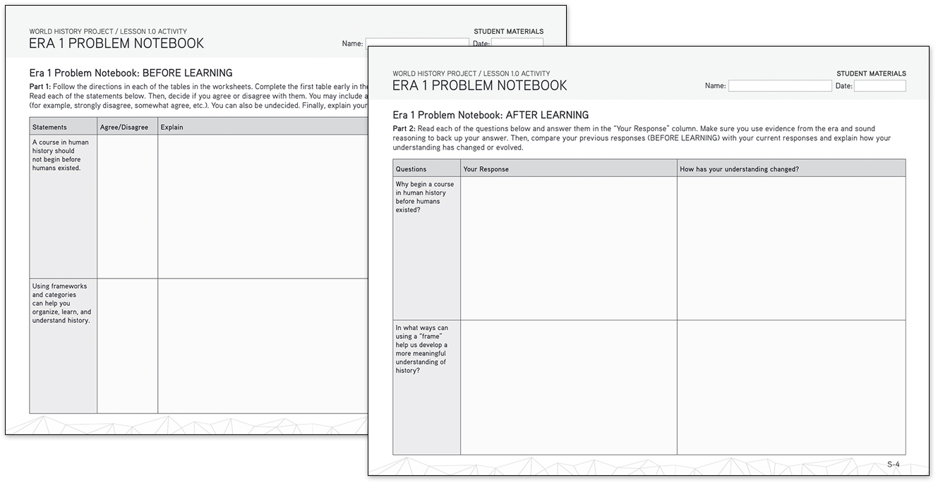 Screenshot from Era 1 Problem Notebook.