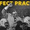 Photograph of Green Bay Packers coach Vince Lombardi celebrating a victory with his players.