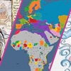Banner divided into thirds, showing a cartoon depiction of a woman, a map of Europe and Africa, and another cartoon depiction of several Islamic scholars.