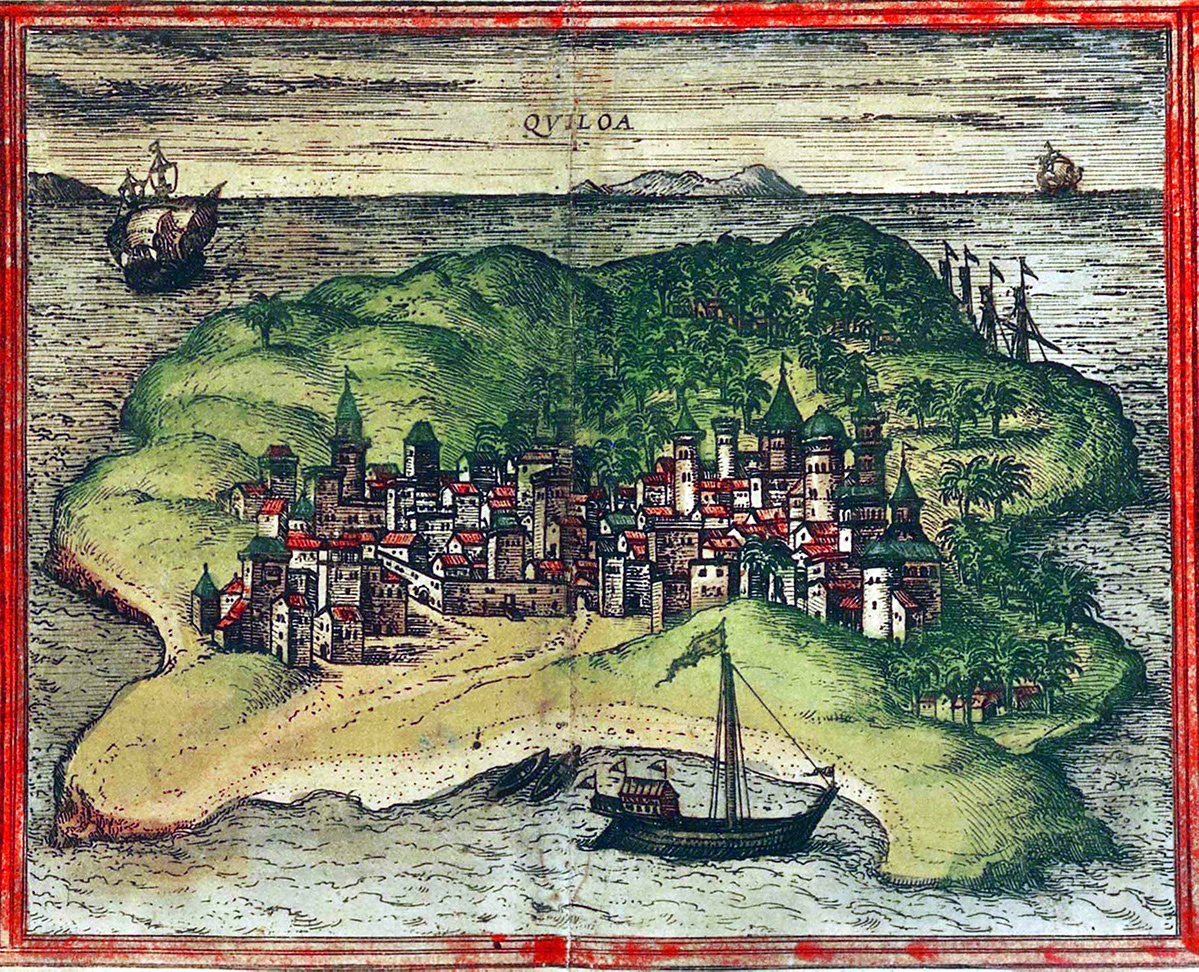 A 1572 image of the Swahili city of Kilwa via Pictures from History / Getty Images 
