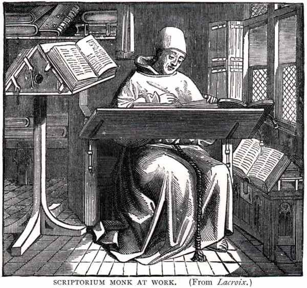 monk at work in the scriptorium