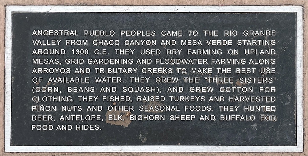 A plaque to acknowledge the background of Pueblo peoples in the region