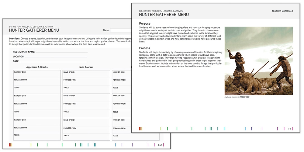 Hunter Gatherer Menu activity 6.3 teaching material preview