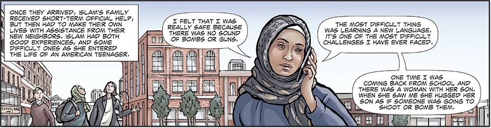 a panel from a graphic biography