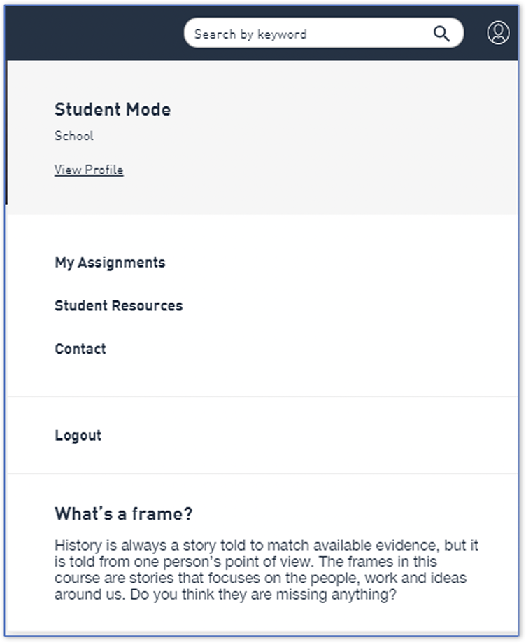 My Assignments (accessible from the profile button in the top right corner).